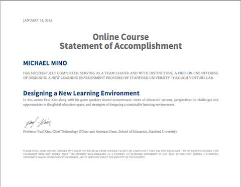 MM MOOC Certificate of Accomplishment